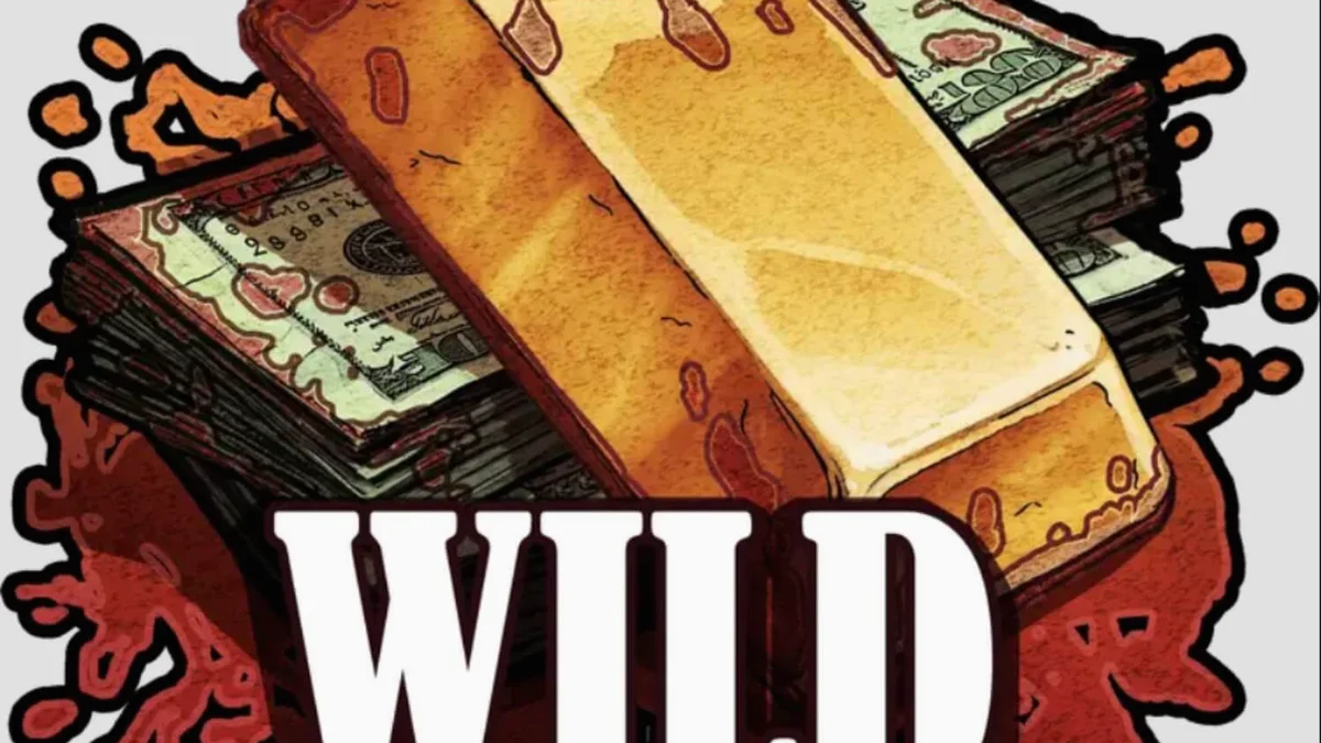 Cenário desértico e rústico do slot Revolvero com elementos de faroeste