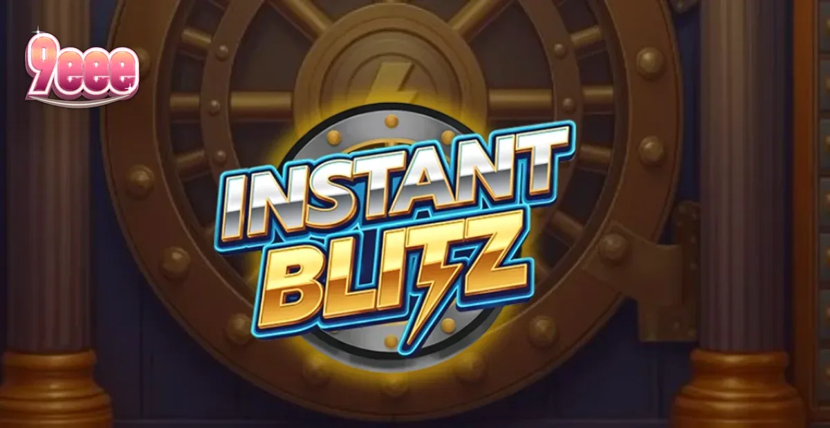Interface do slot Instant Blitz com elementos de cofre e luzes neon
