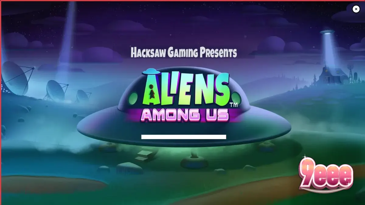 Interface do slot Aliens Among Us com tema de invasão alienígena e agentes do FBI